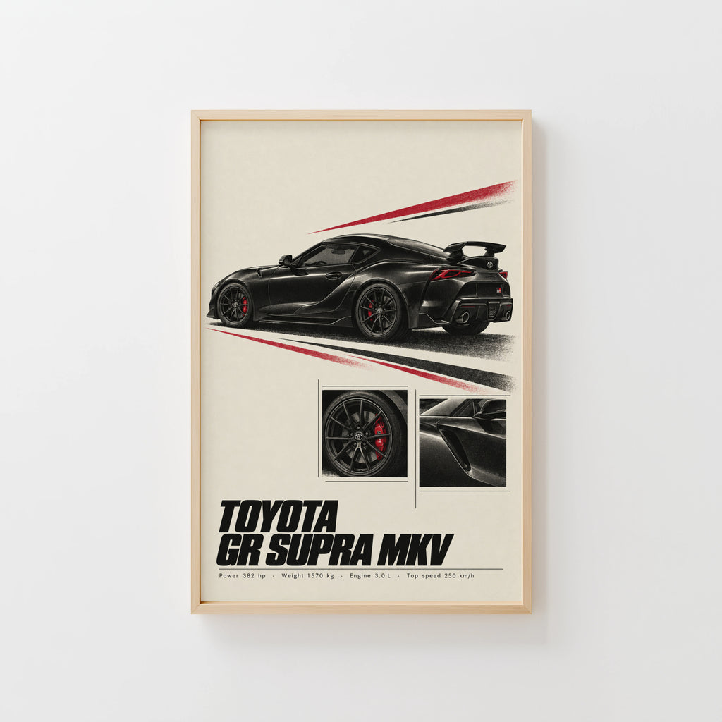 Vintage Toyota Supra Print, Car Wall Art