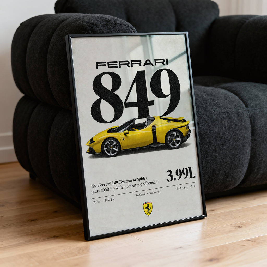 Vintage Ferrari 849 Spider Print, Car Wall Art