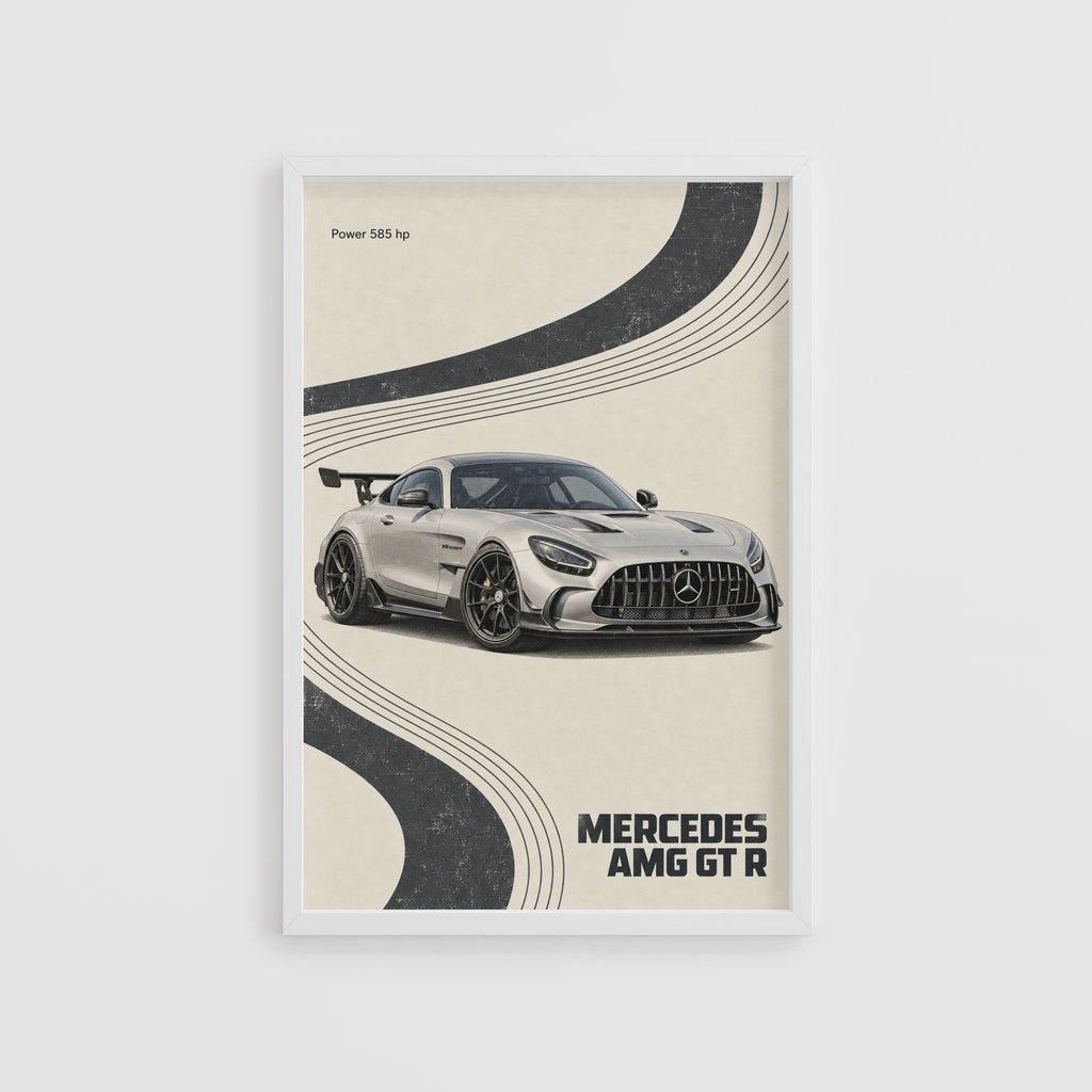 Vintage Mercedes AMG GT R Print, Car Wall Art