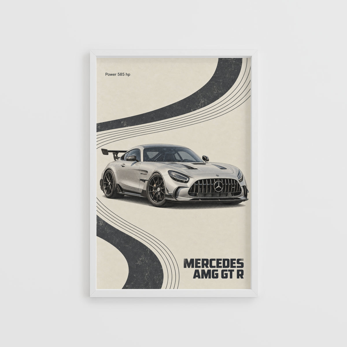 Vintage Mercedes AMG GT R Print, Car Wall Art