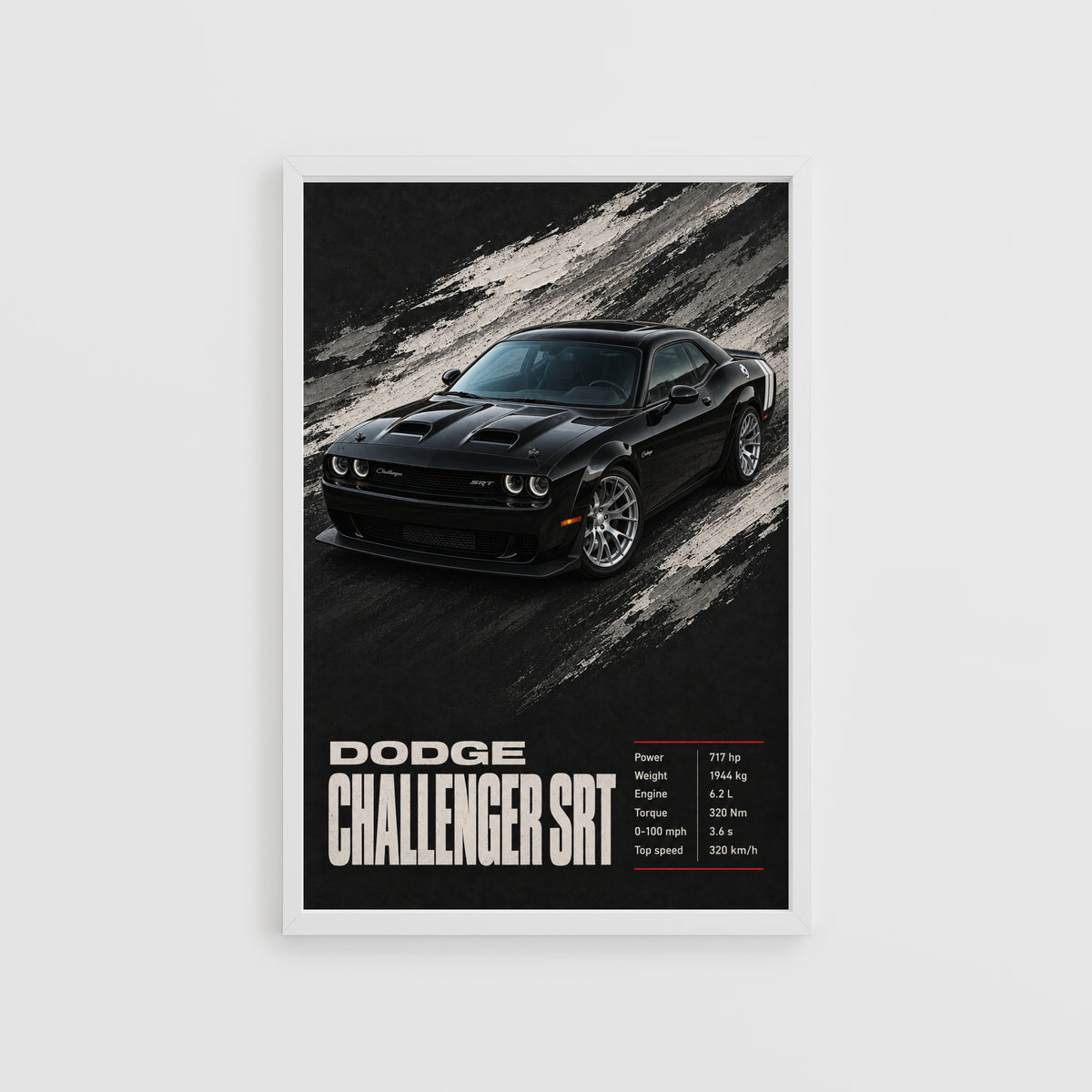 Vintage Dodge Challenger SRT Print, Muscle Car Art