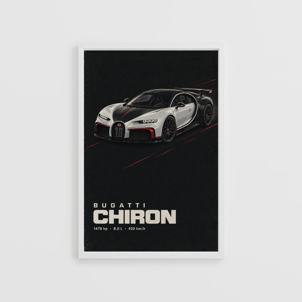 Vintage Bugatti Chiron Print, Supercar Wall Art