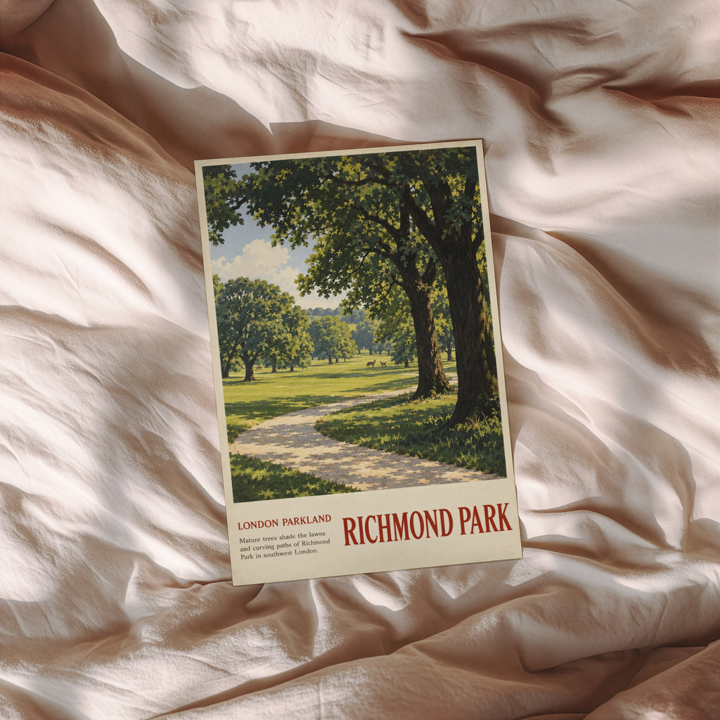 Vintage Richmond Park London Poster, Parkland Print
