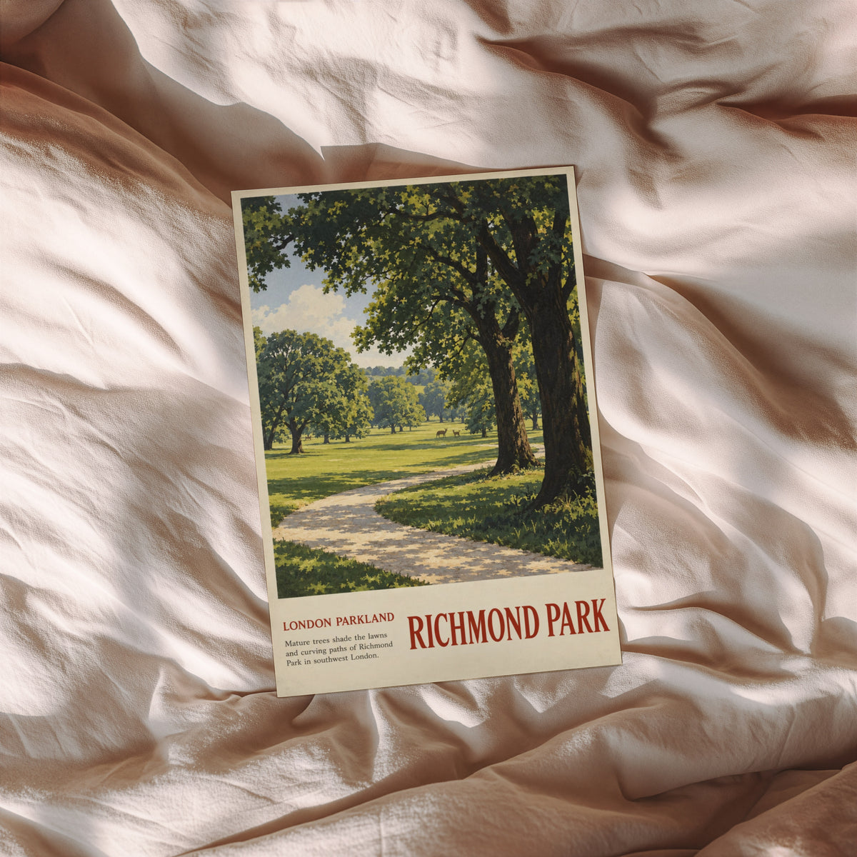 Vintage Richmond Park London Poster, Parkland Print
