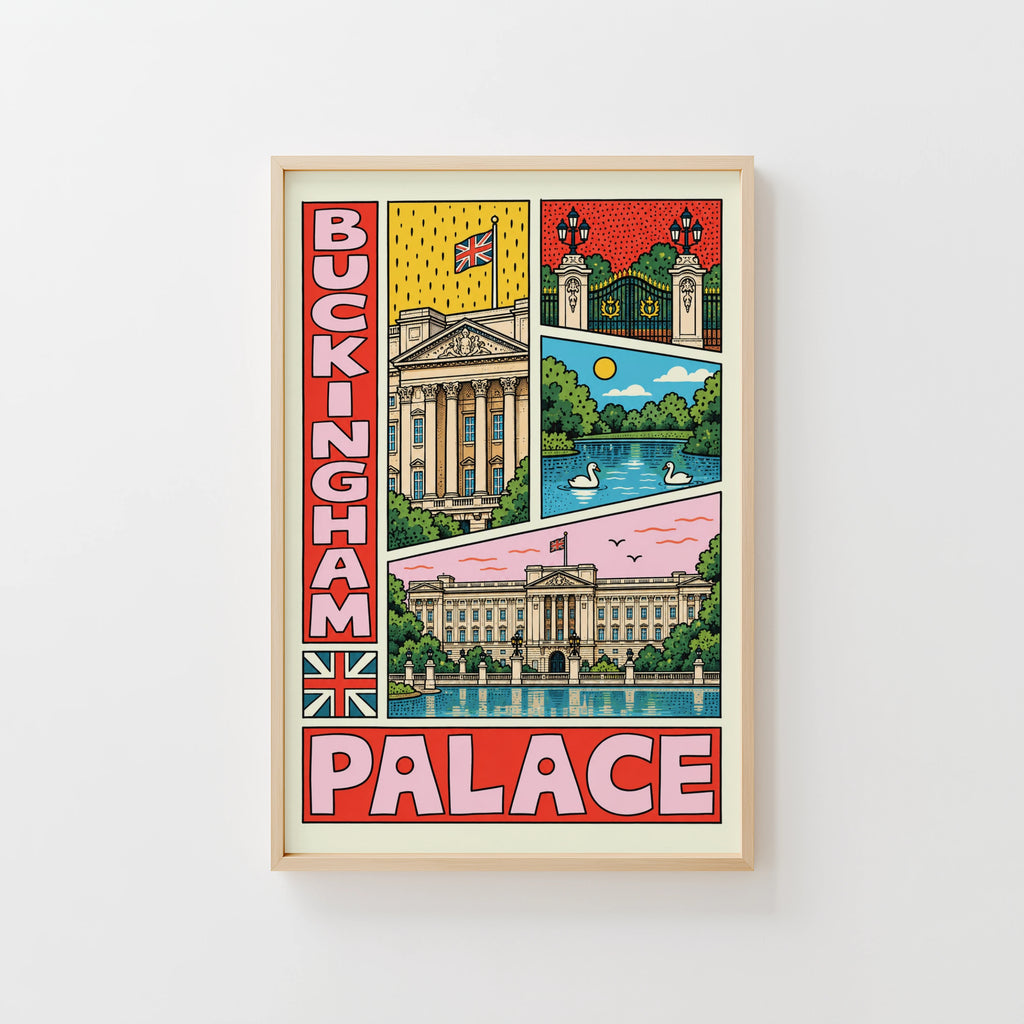 Vintage Buckingham Palace Poster, London Wall Art Print