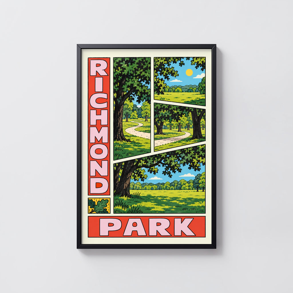Vintage Richmond Park Poster, London Wall Art Print