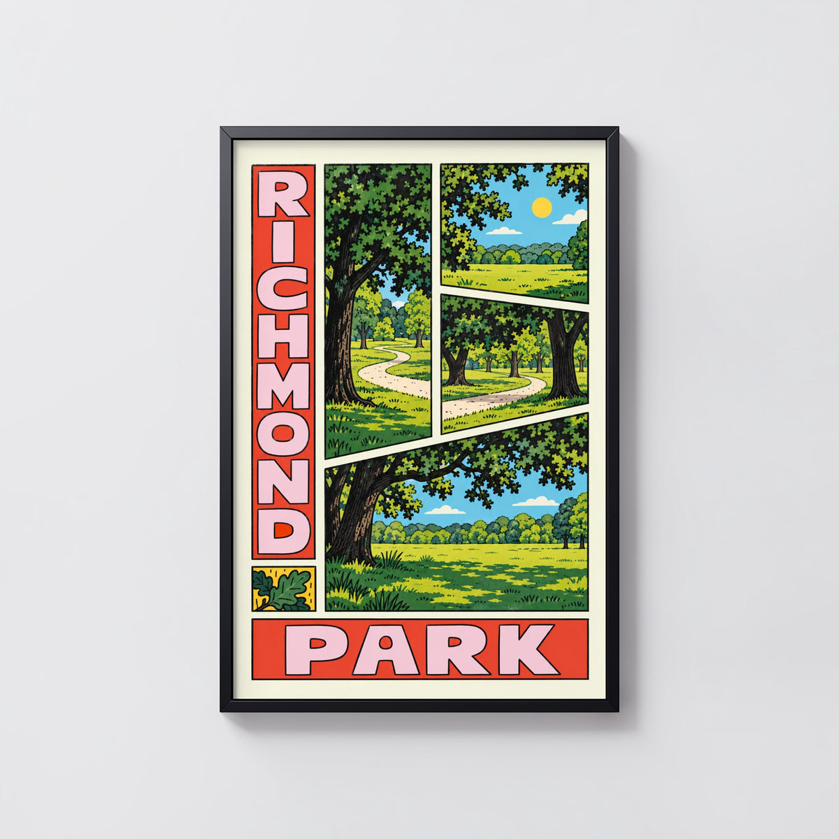 Vintage Richmond Park Poster, London Wall Art Print