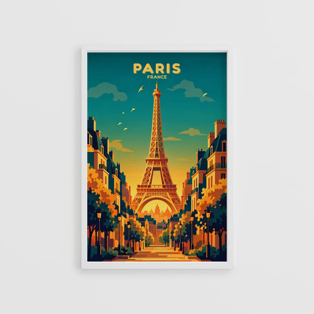 Vintage Paris Poster, Eiffel Tower Wall Art Print