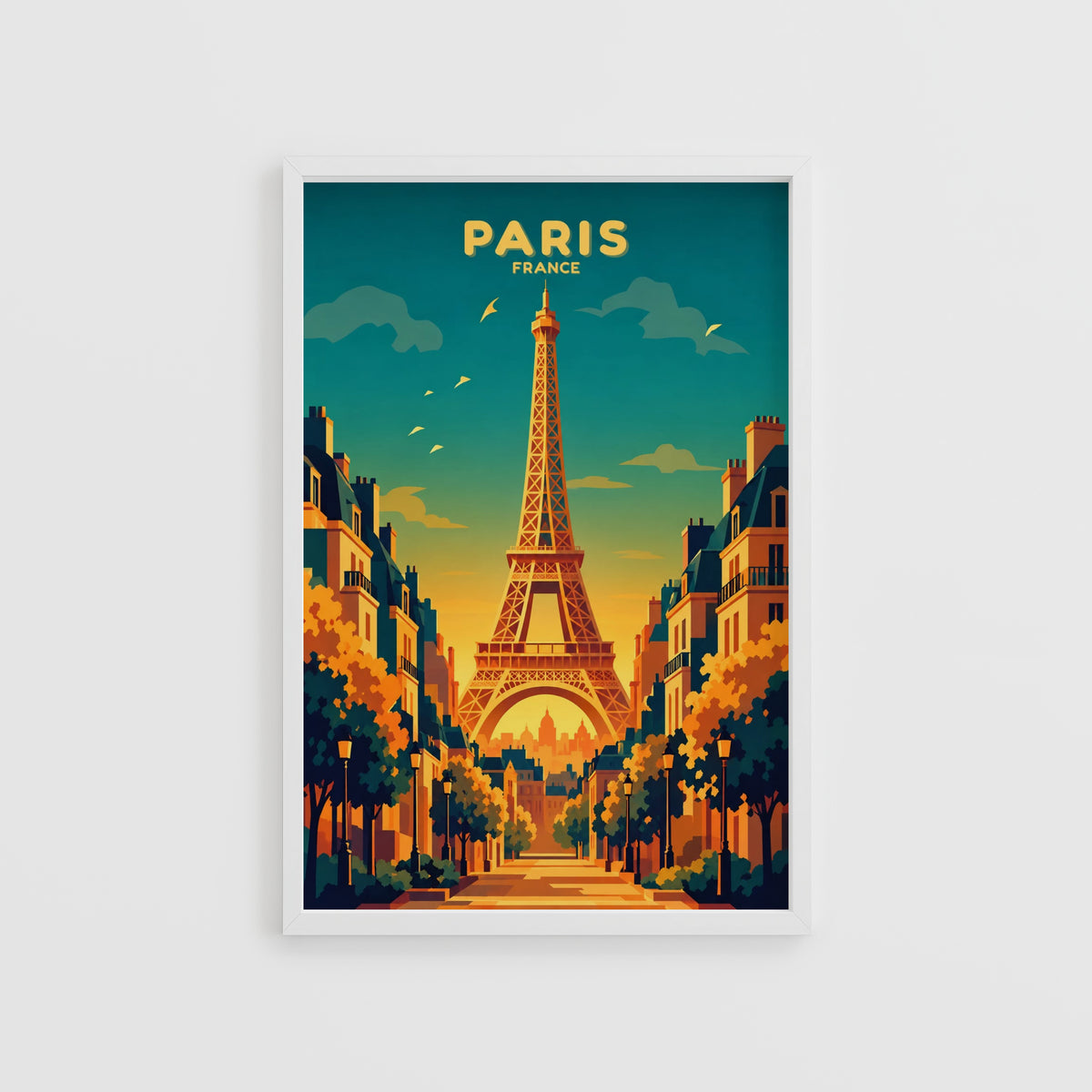 Vintage Paris Poster, Eiffel Tower Wall Art Print