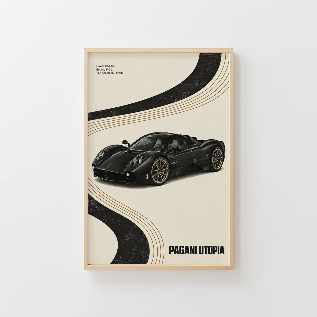 Vintage Pagani Utopia Print, Hypercar Wall Art