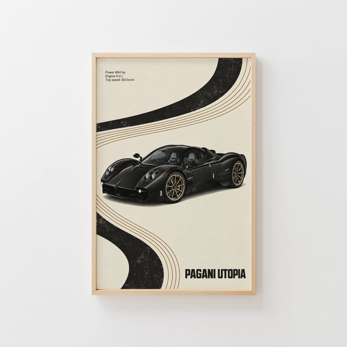 Vintage Pagani Utopia Print, Hypercar Wall Art