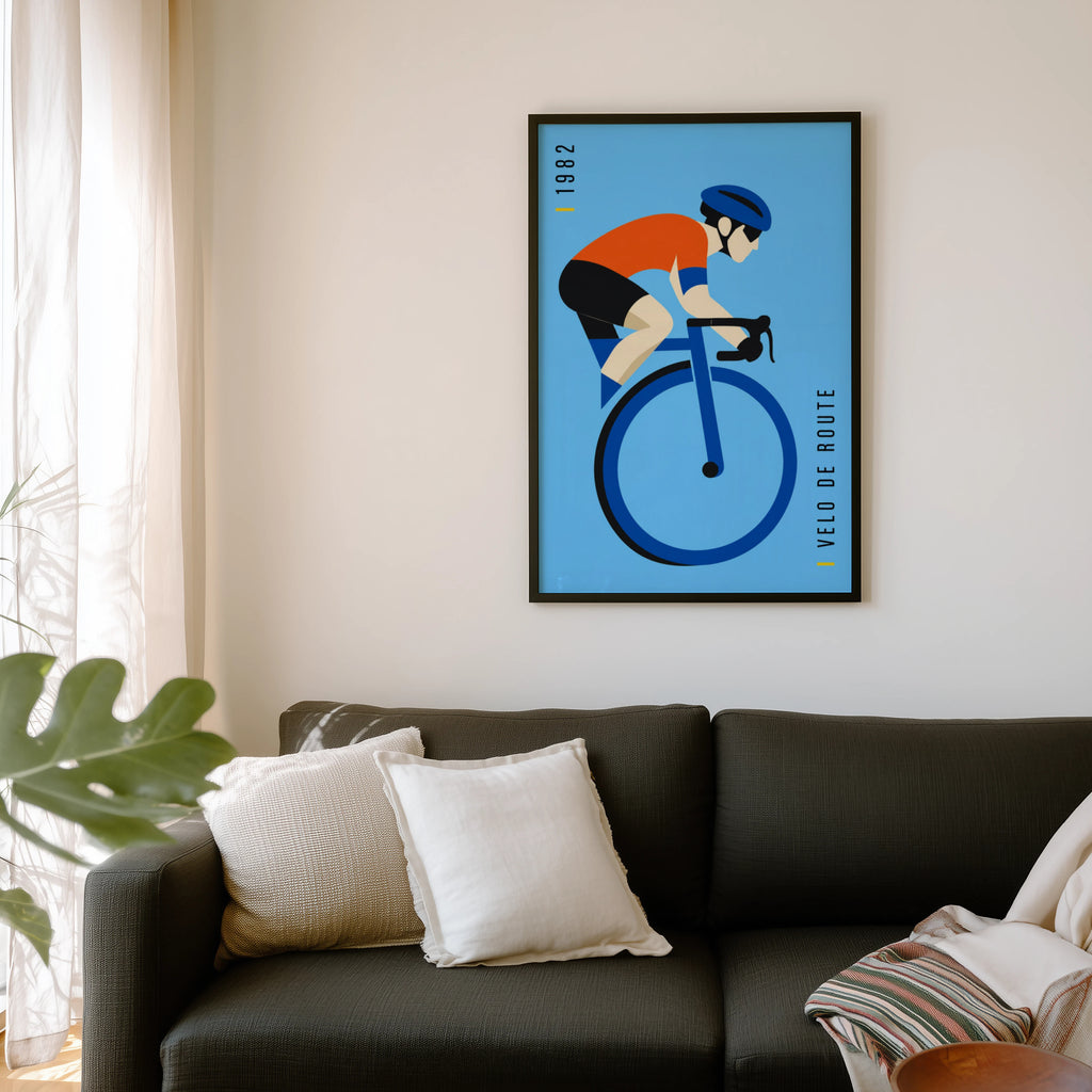 Vintage Cycling Poster, Road Cyclist Print, Wall Art