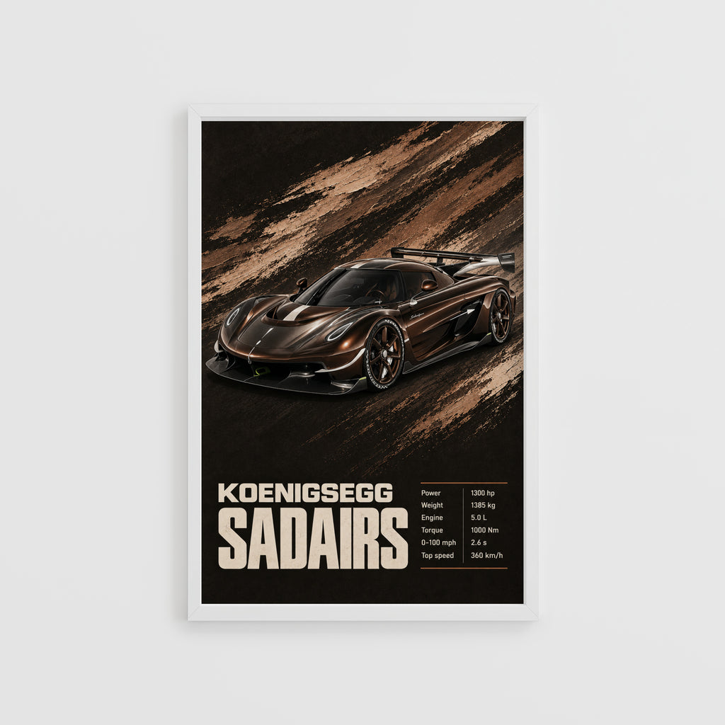 Vintage Koenigsegg Sadairs Print, Hypercar Wall Art