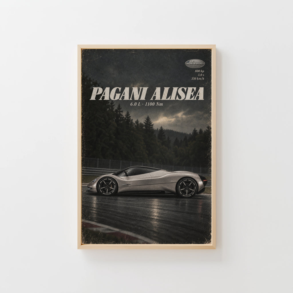 Vintage Pagani Alisea Print, Car Poster, Supercar Art