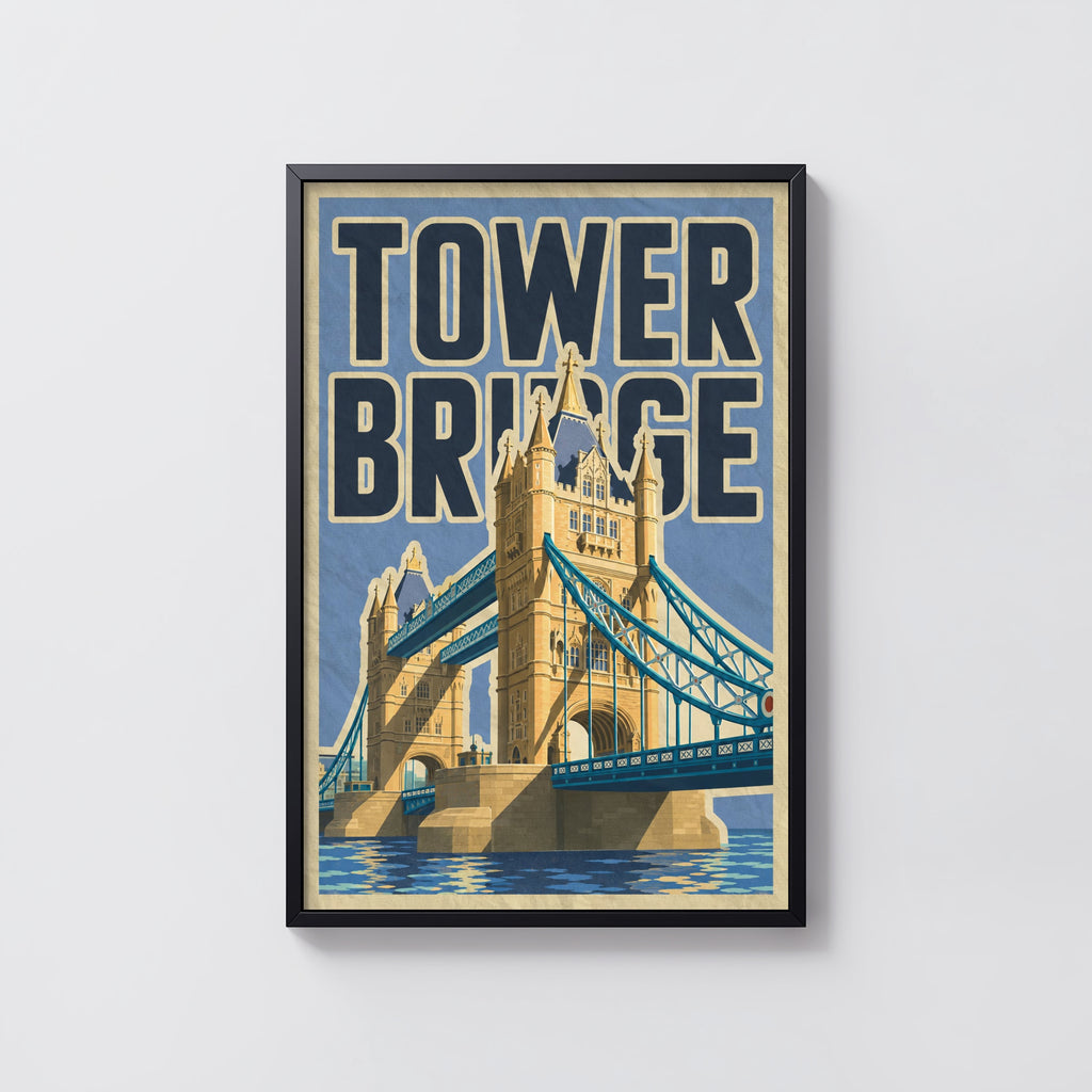 Vintage Tower Bridge London Poster, Retro Wall Art, Print