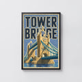 Vintage Tower Bridge London Poster, Retro Wall Art, Print