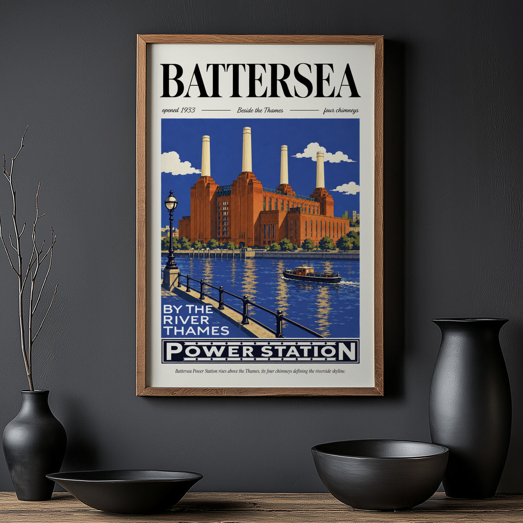 Vintage Battersea Power Station Poster, London Wall Art