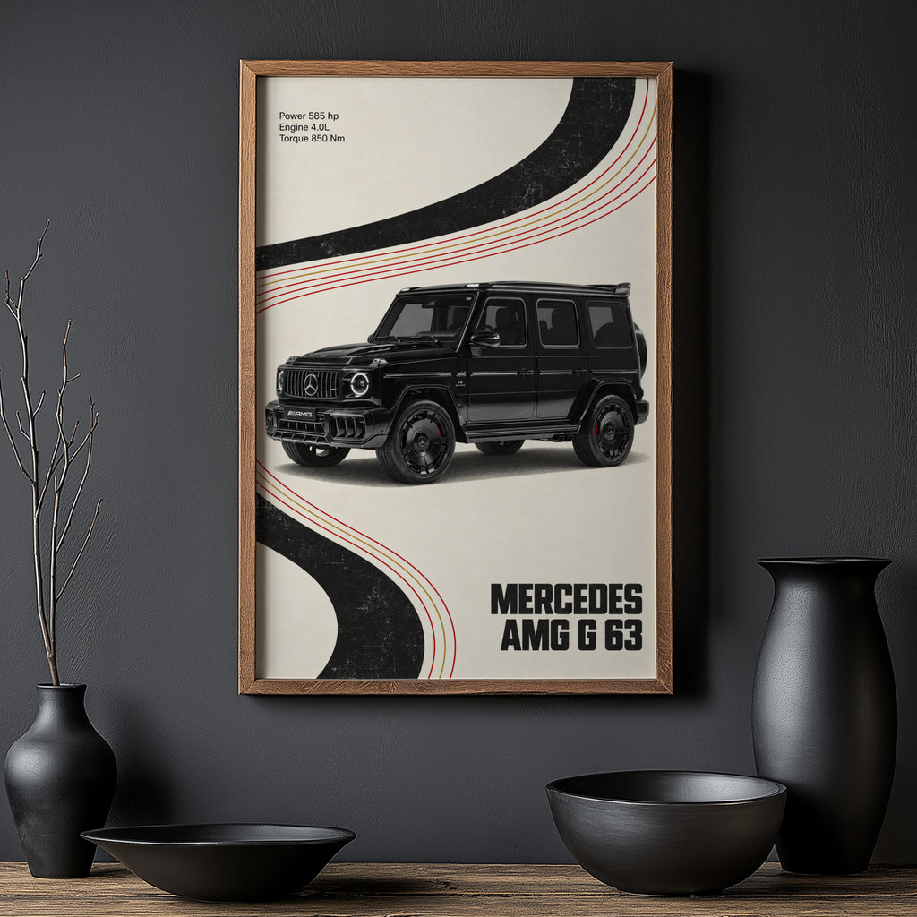 Vintage Mercedes AMG G63 Print, Car Wall Art