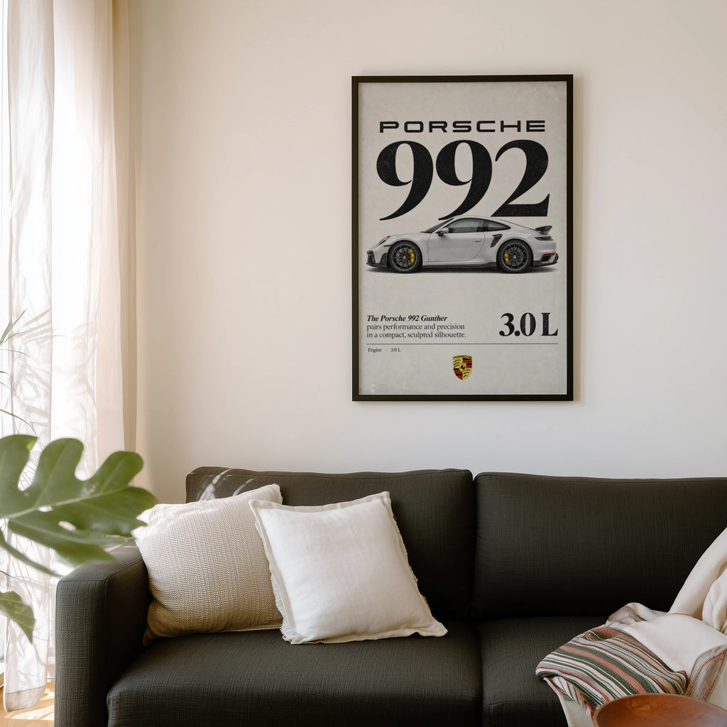 Vintage Porsche 992 Print, Car Wall Art