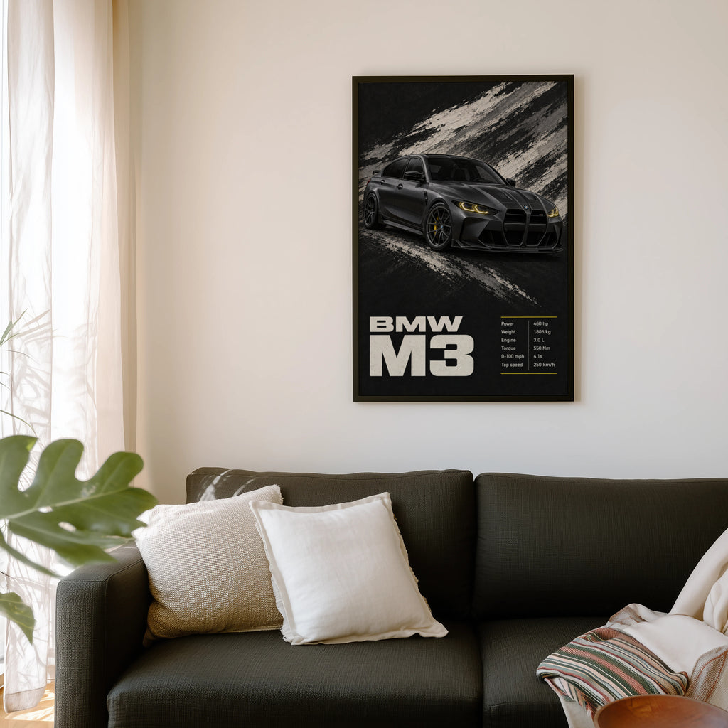 Vintage BMW M3 Car Print, Garage Wall Art