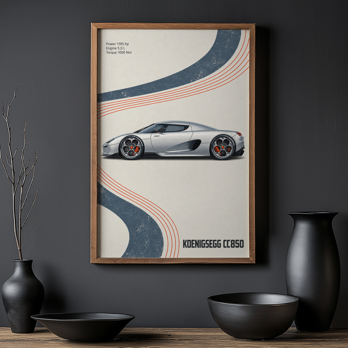Vintage Koenigsegg CC850 Print, Supercar Wall Art