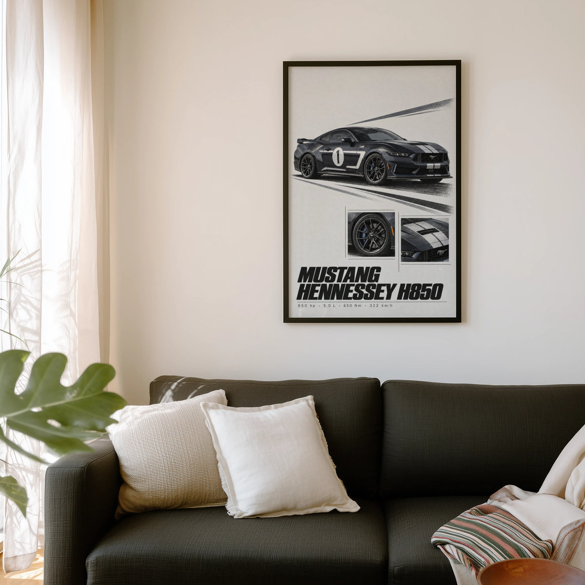 Vintage Mustang Hennessey H850 Print, Car Art