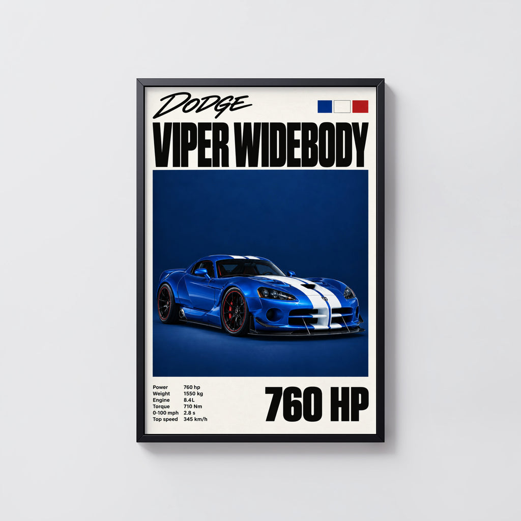 Vintage Dodge Viper Print, Car Wall Art