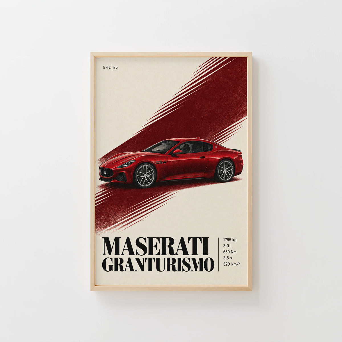 Vintage Maserati GranTurismo Print, Red Car Art
