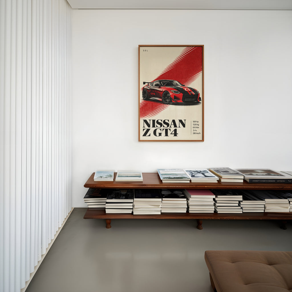 Vintage Nissan Z GT4 Print, Racing Car Wall Art