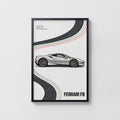 Vintage Ferrari F8 Print, Supercar Wall Art