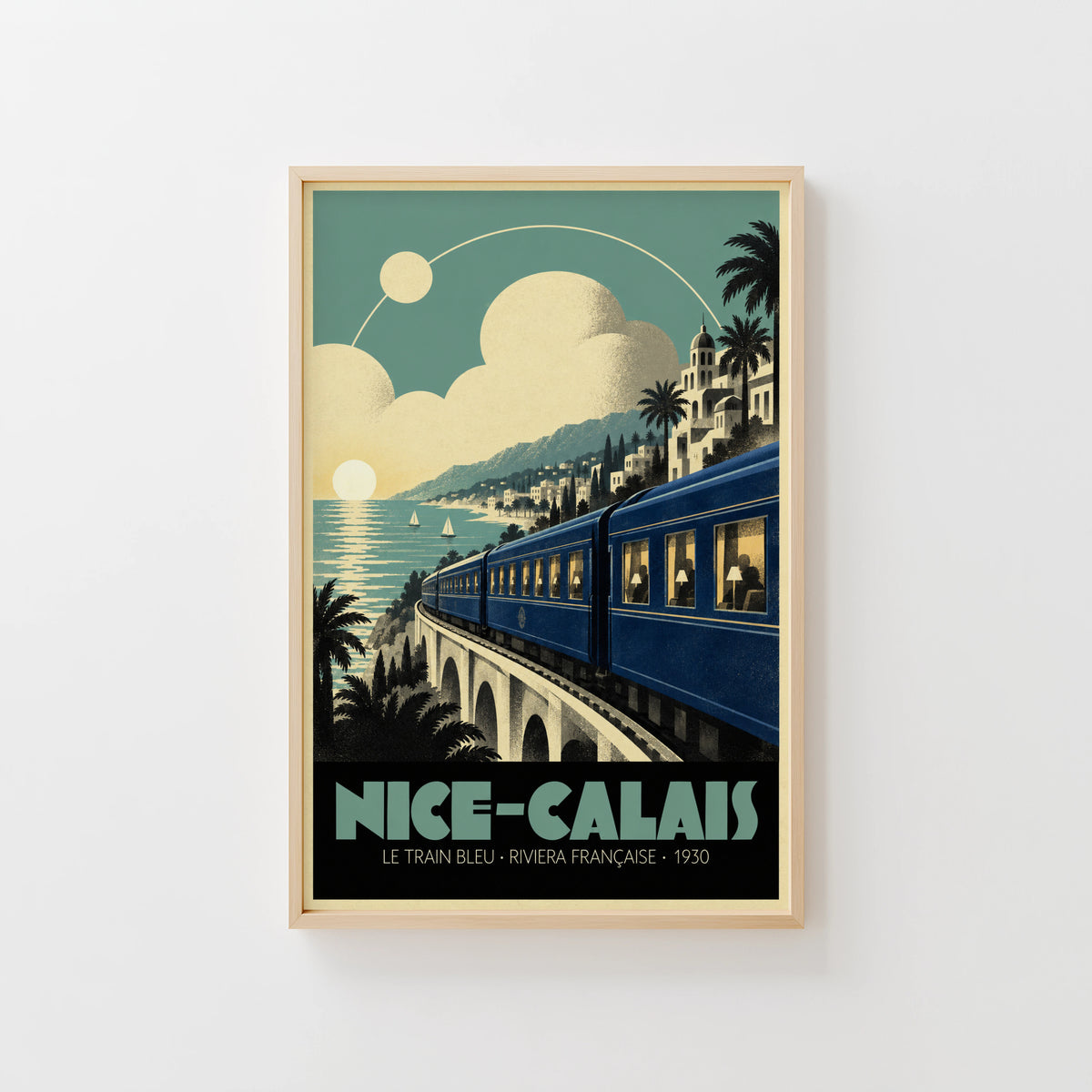 Vintage Le Train Bleu Print Poster, Riviera Wall Art