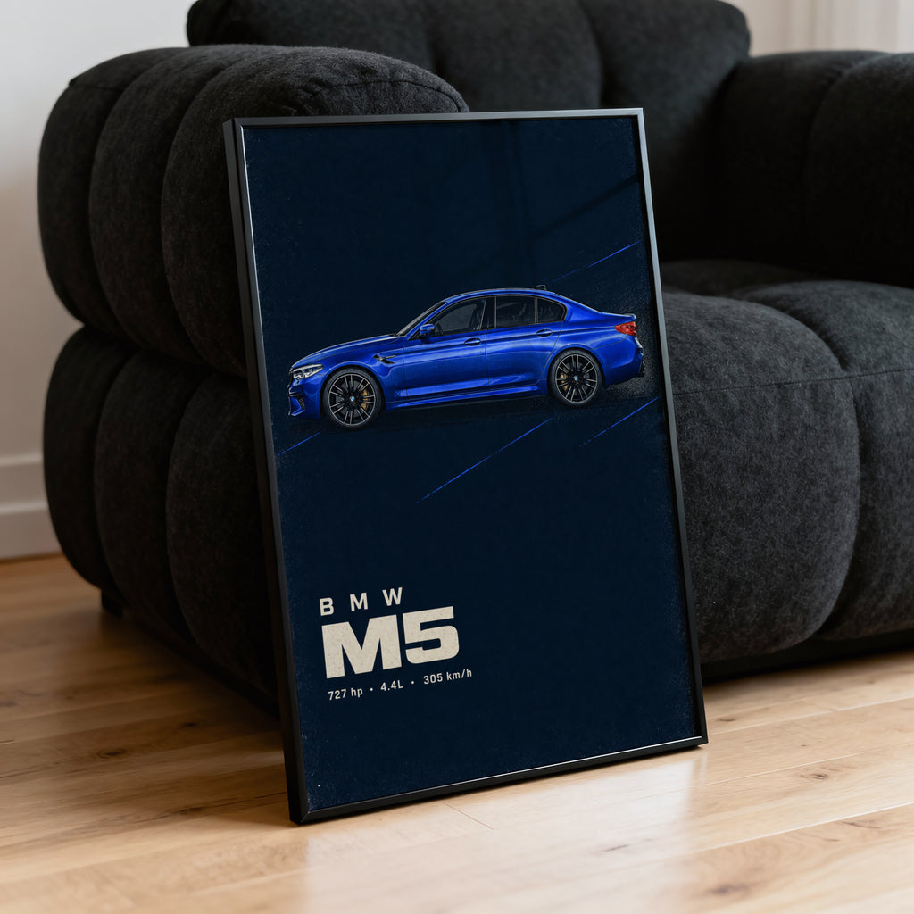 Vintage BMW M5 Car Print, Garage Wall Art