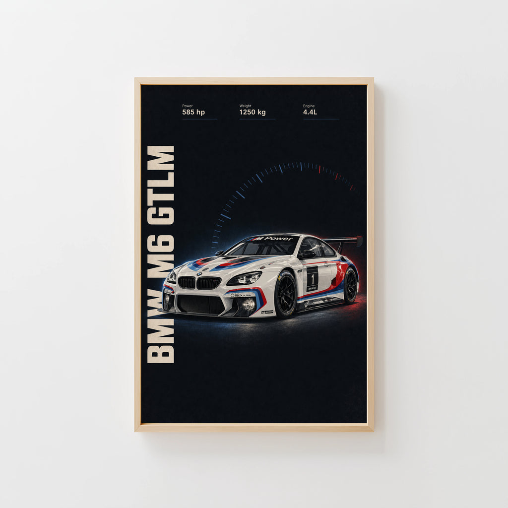 Vintage BMW M6 GTLM Race Car Print, Wall Art