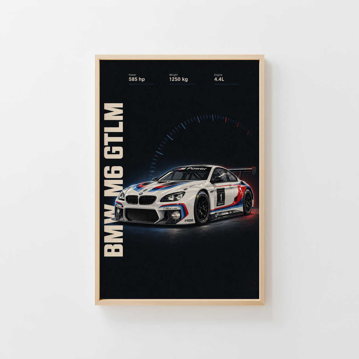 Vintage BMW M6 GTLM Race Car Print, Wall Art
