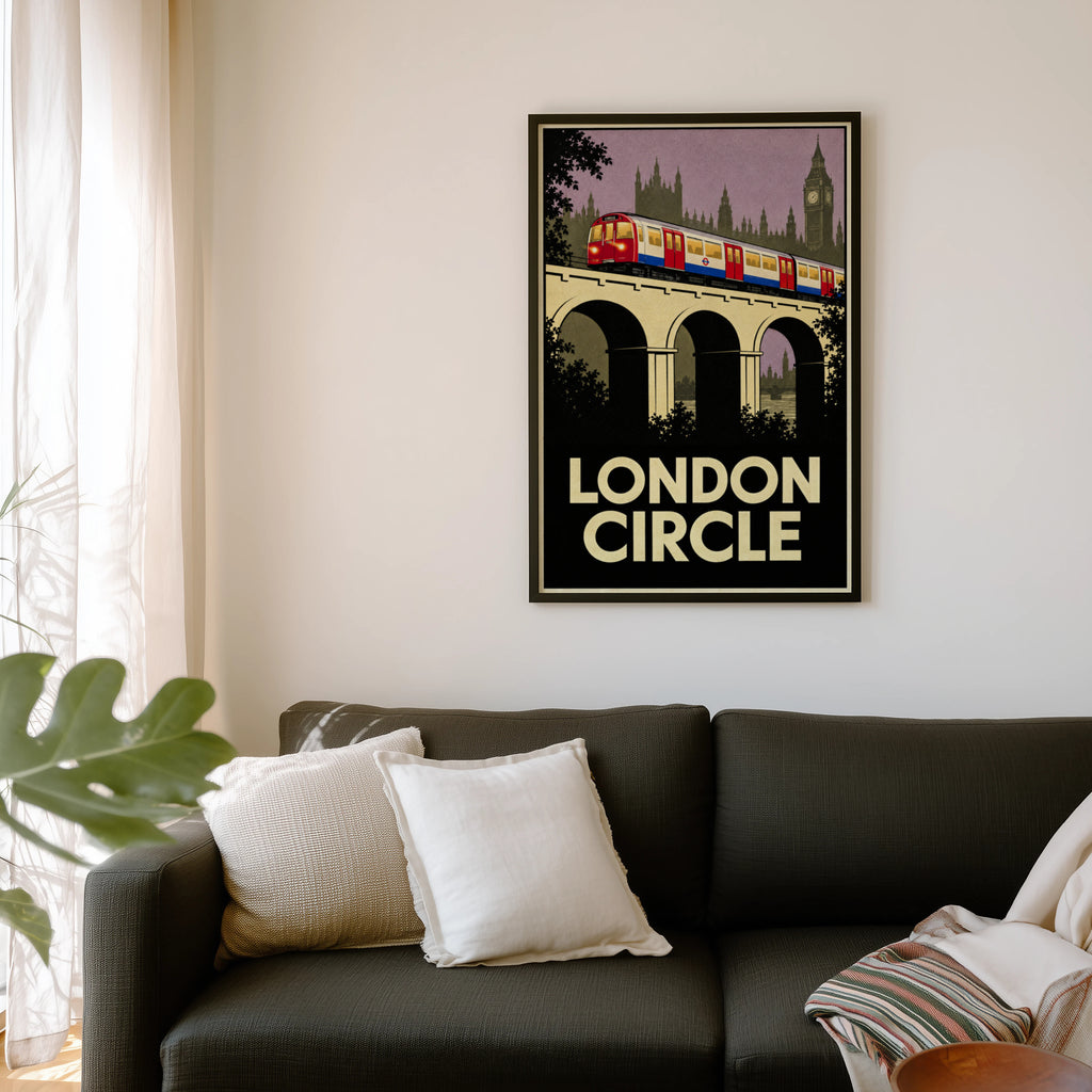 Vintage London Circle Line Print Poster, Underground