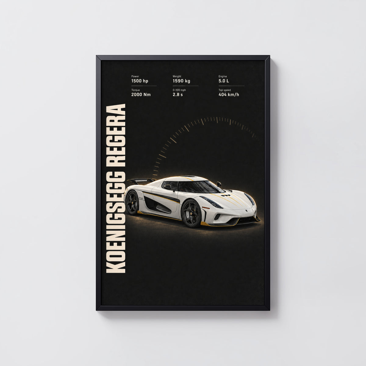 Vintage Koenigsegg Regera Print, Supercar Wall Art