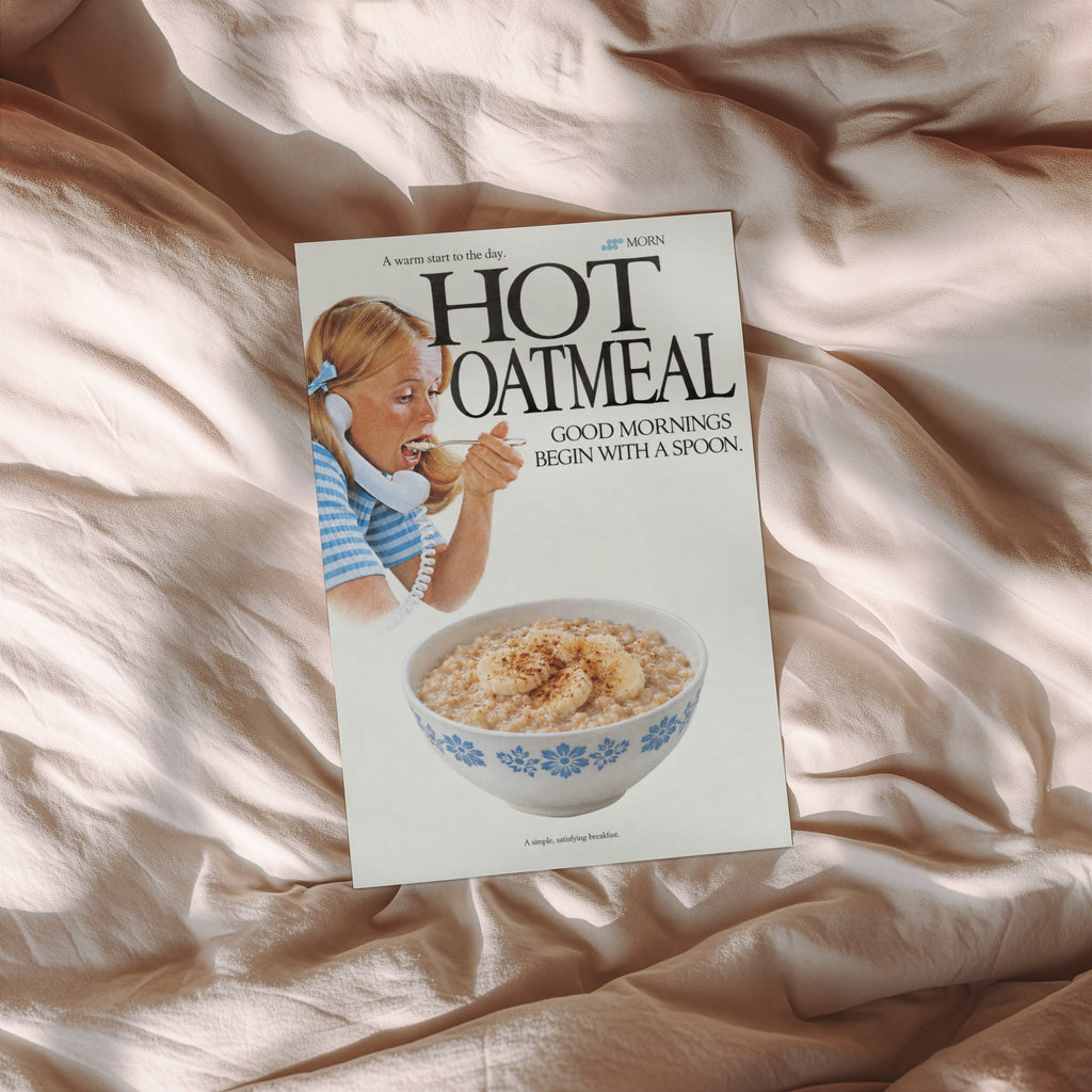 Vintage Hot Oatmeal Poster, Retro Kitchen Wall Art, Print