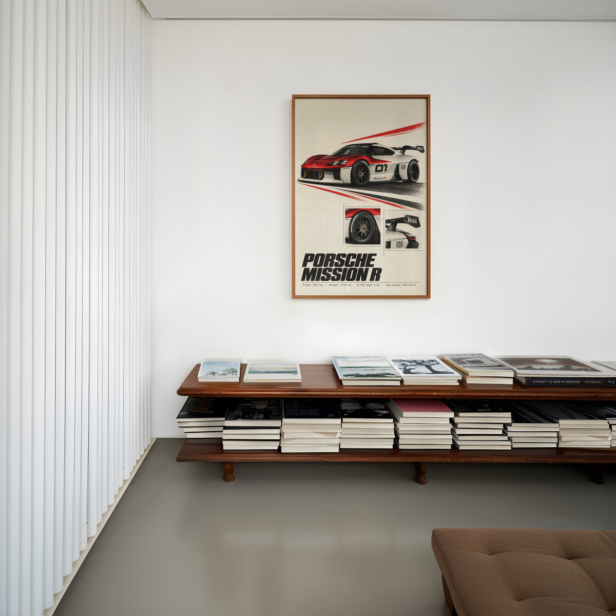 Vintage Porsche Mission R Print, Race Car Wall Art