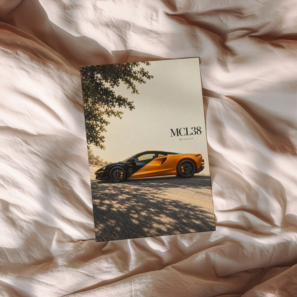 Vintage McLaren Car Print, Orange Supercar Art
