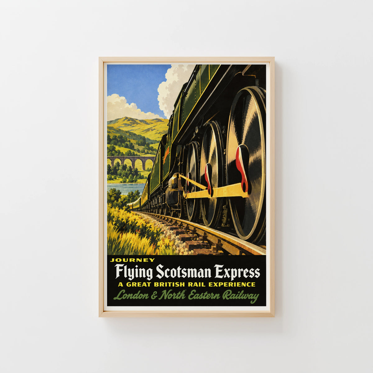 Vintage Flying Scotsman Train Print Poster, Rail Art