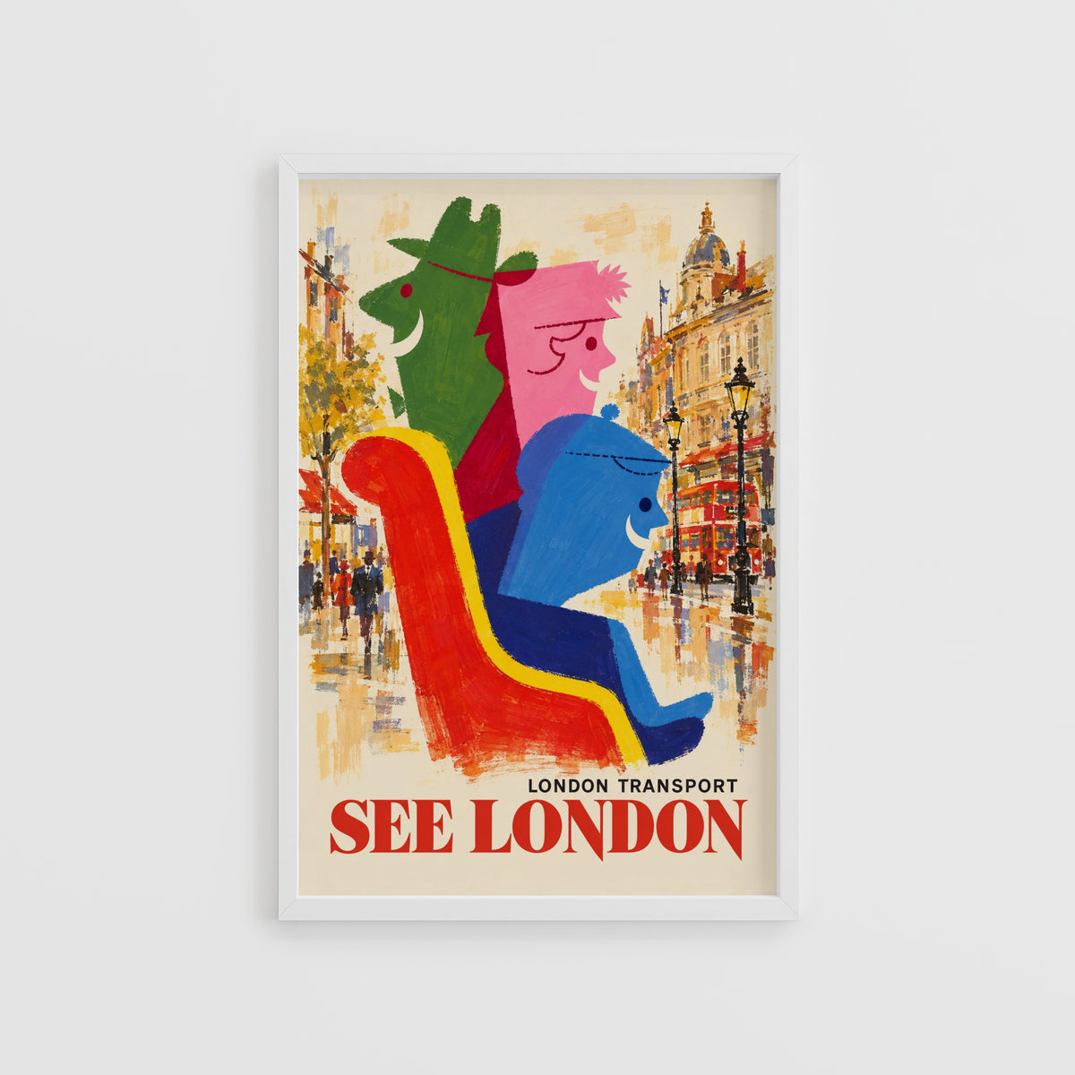 Vintage London Poster, See London Print, Retro Wall Art