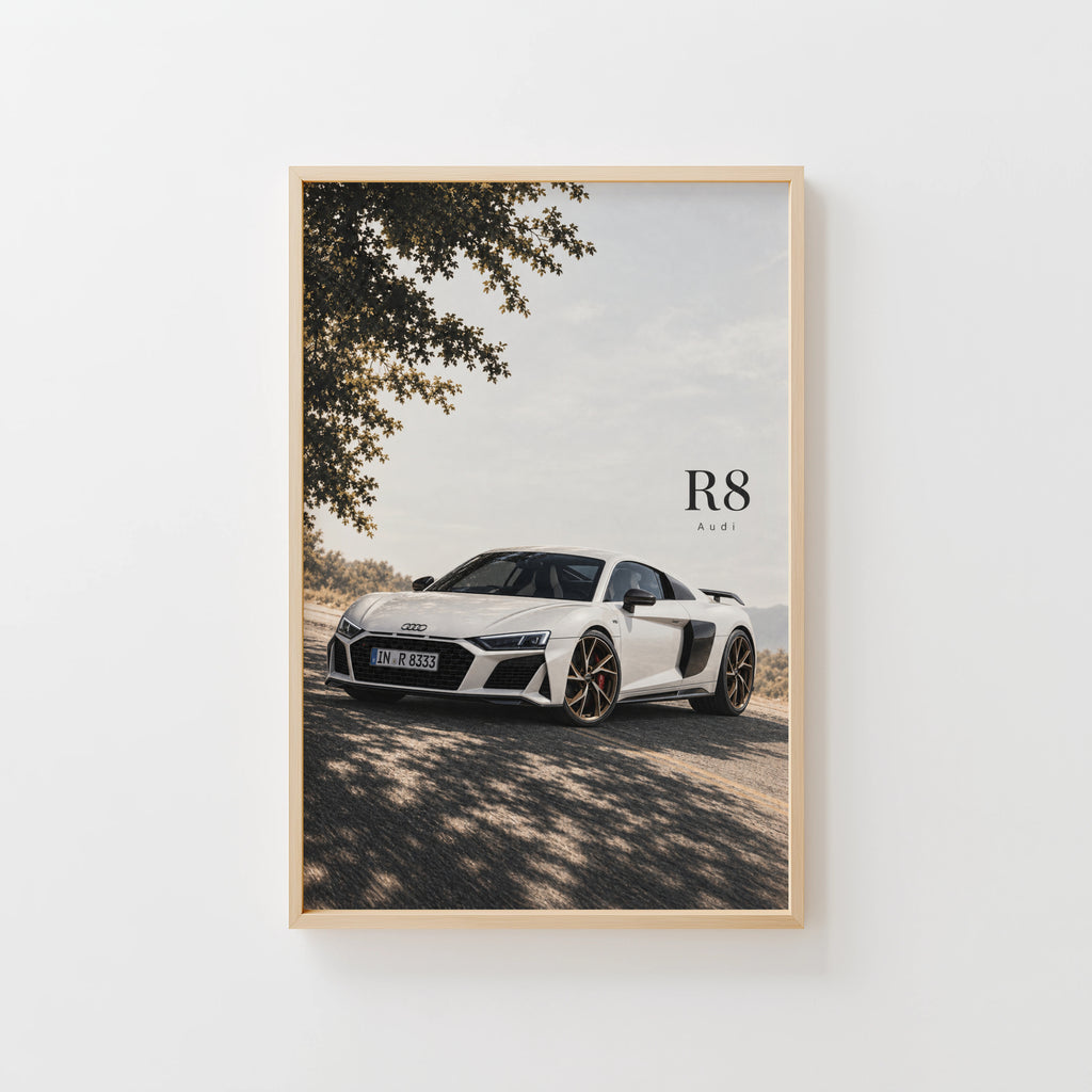 Vintage Audi R8 Car Print, Supercar Wall Art
