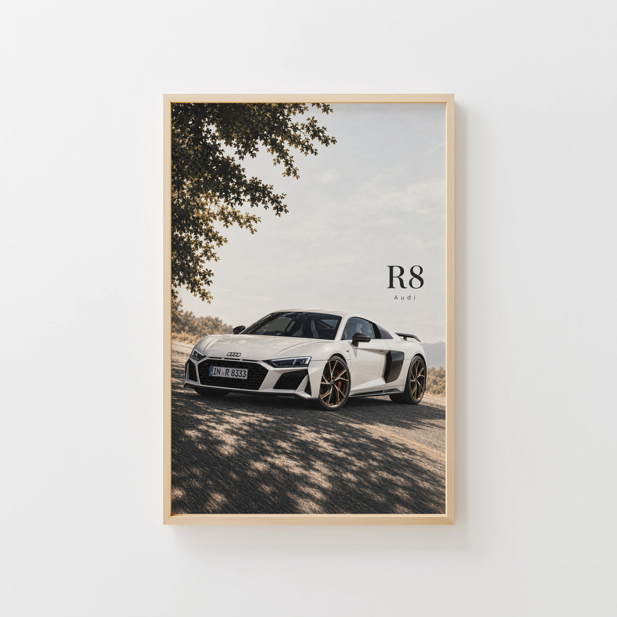 Vintage Audi R8 Car Print, Supercar Wall Art