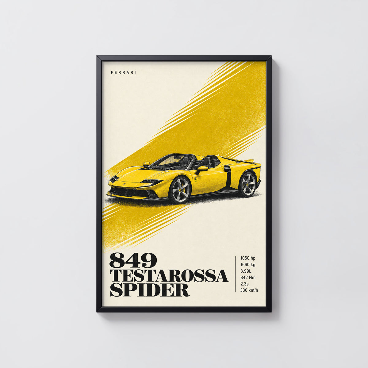 Vintage Ferrari Testarossa Spider Print, Car Wall Art
