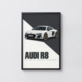 Vintage Audi R8 Print, Car Poster, Supercar Wall Art