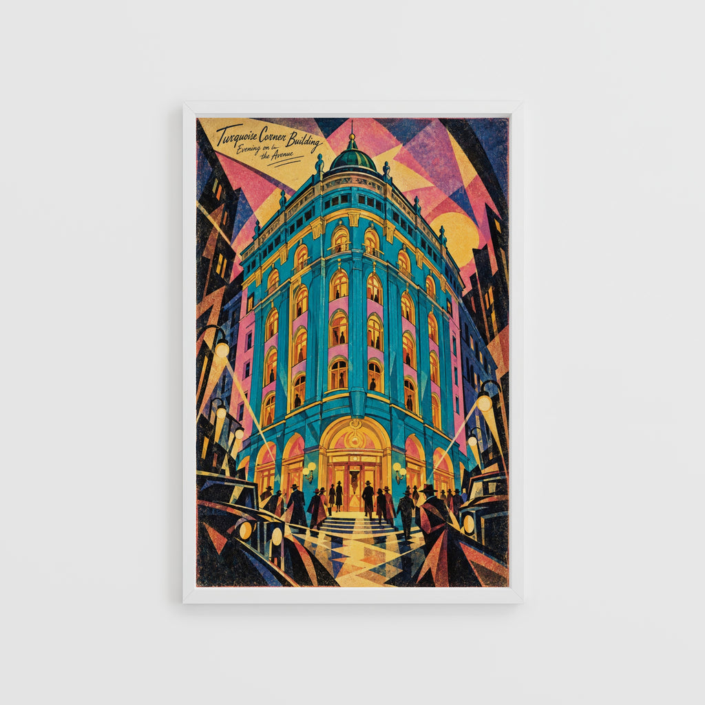 Vintage Art Deco Building Poster, City Wall Art, Print