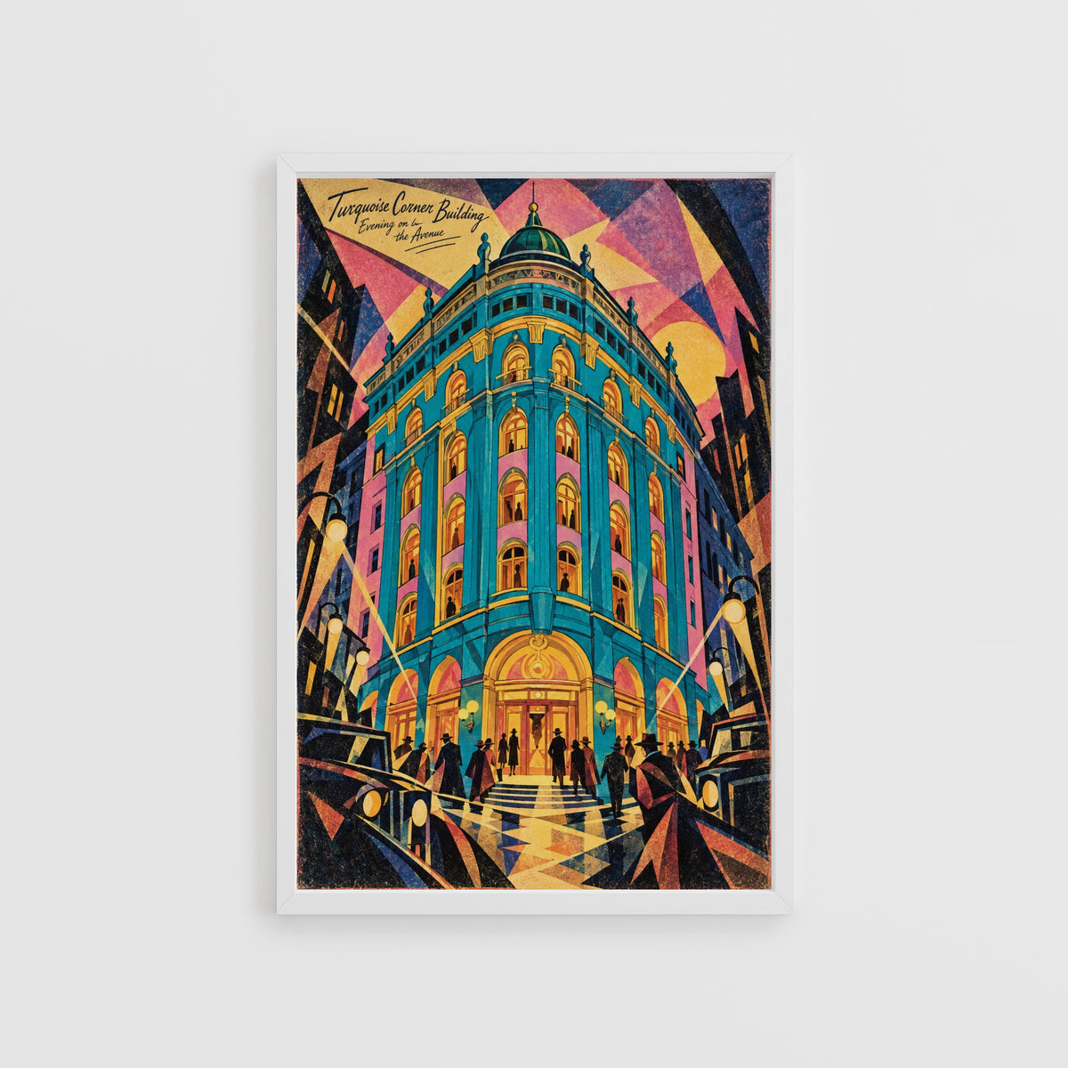 Vintage Art Deco Building Poster, City Wall Art, Print