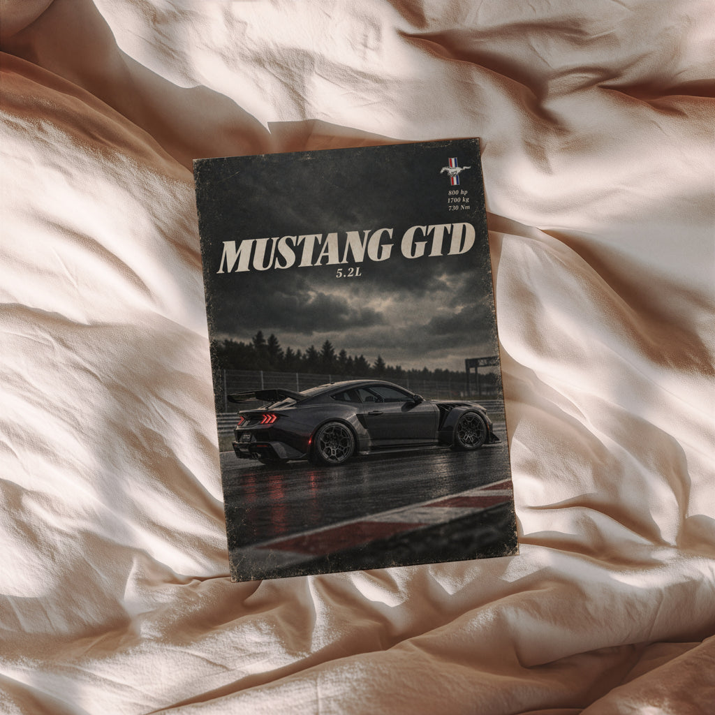 Vintage Mustang GTD Print, Muscle Car Wall Art