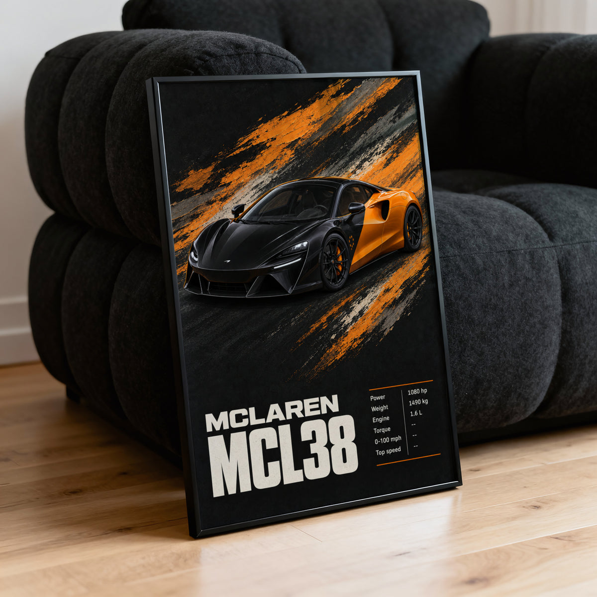 Vintage McLaren MCL38 Supercar Print, Car Wall Art