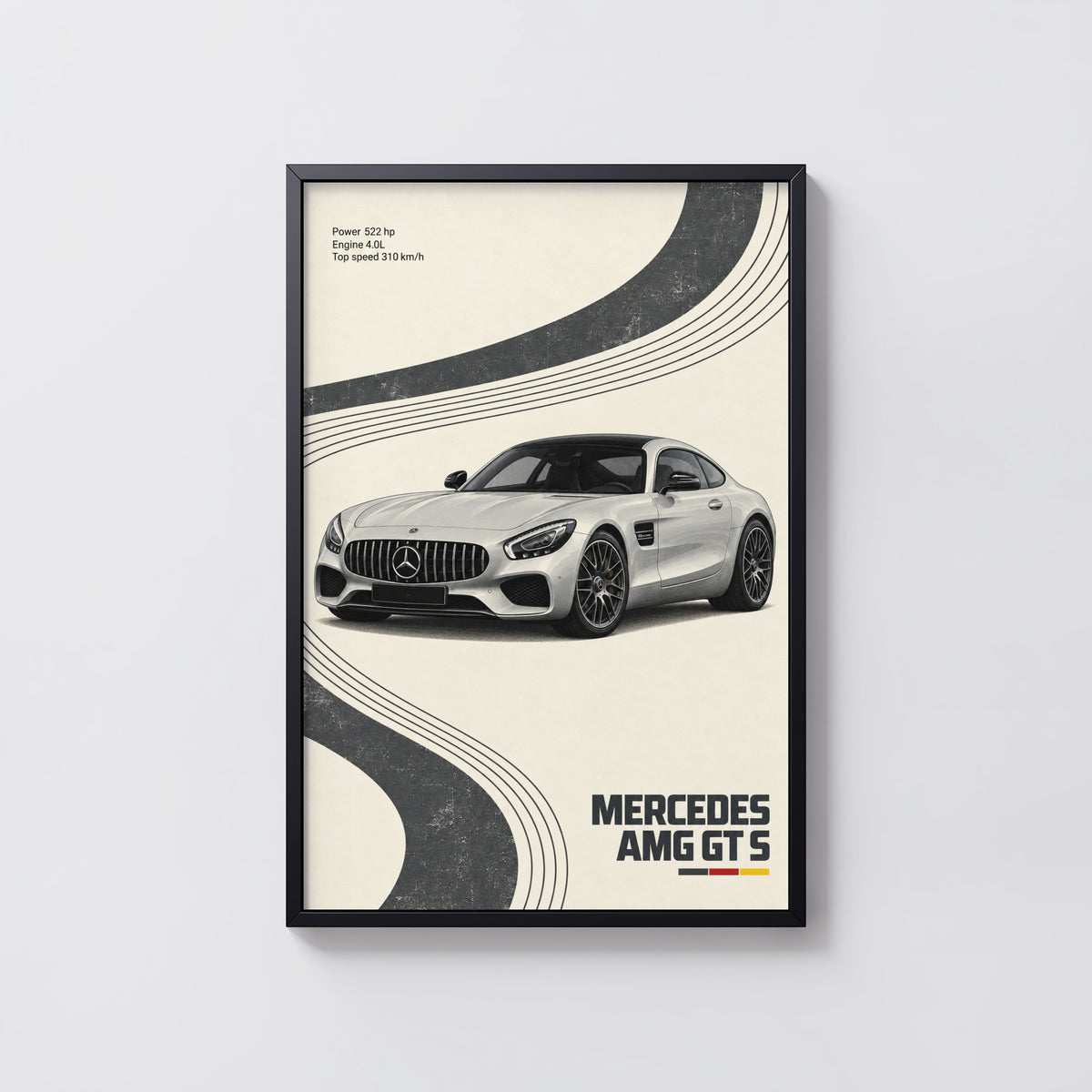 Vintage Mercedes AMG GT S Print, Car Wall Art